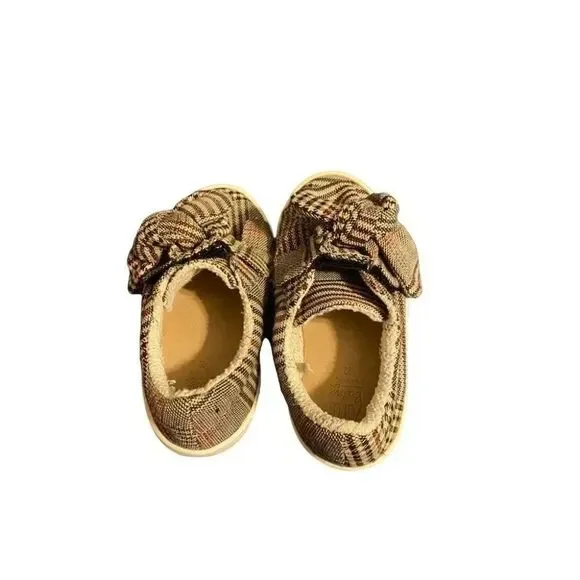 zara baby size 22 shoes size 6 brown plaid toddler walker velcro closure - Picture 2 of 4